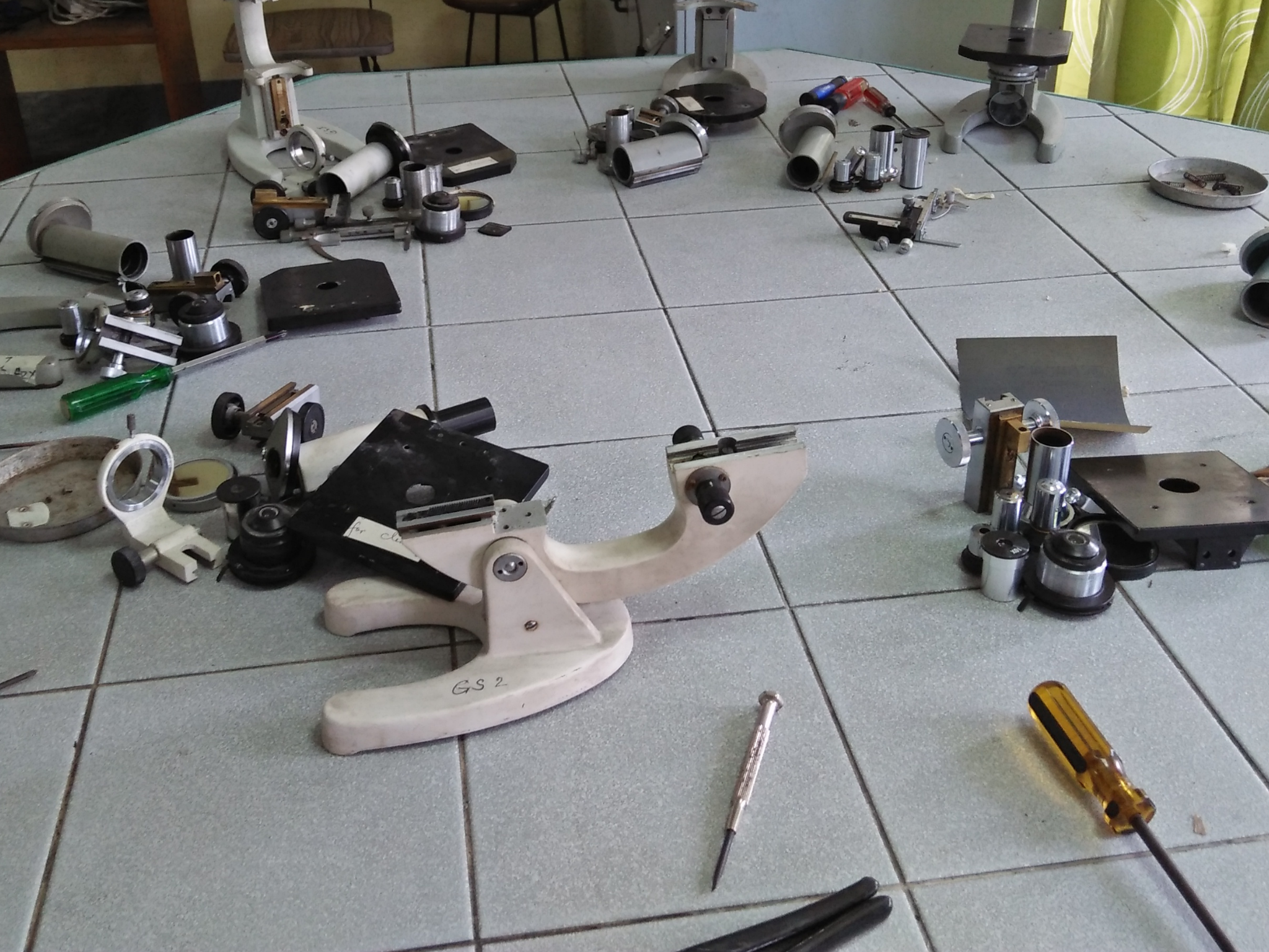 Microscope units disassembled during repair